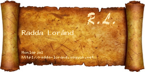 Radda Loránd névjegykártya